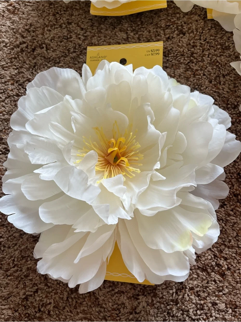 Ashland Artificial Cream Peony Flower Wall Decor - Cream with Yellow Center (5)